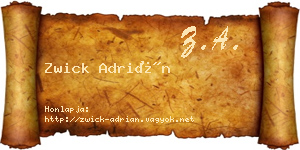 Zwick Adrián névjegykártya